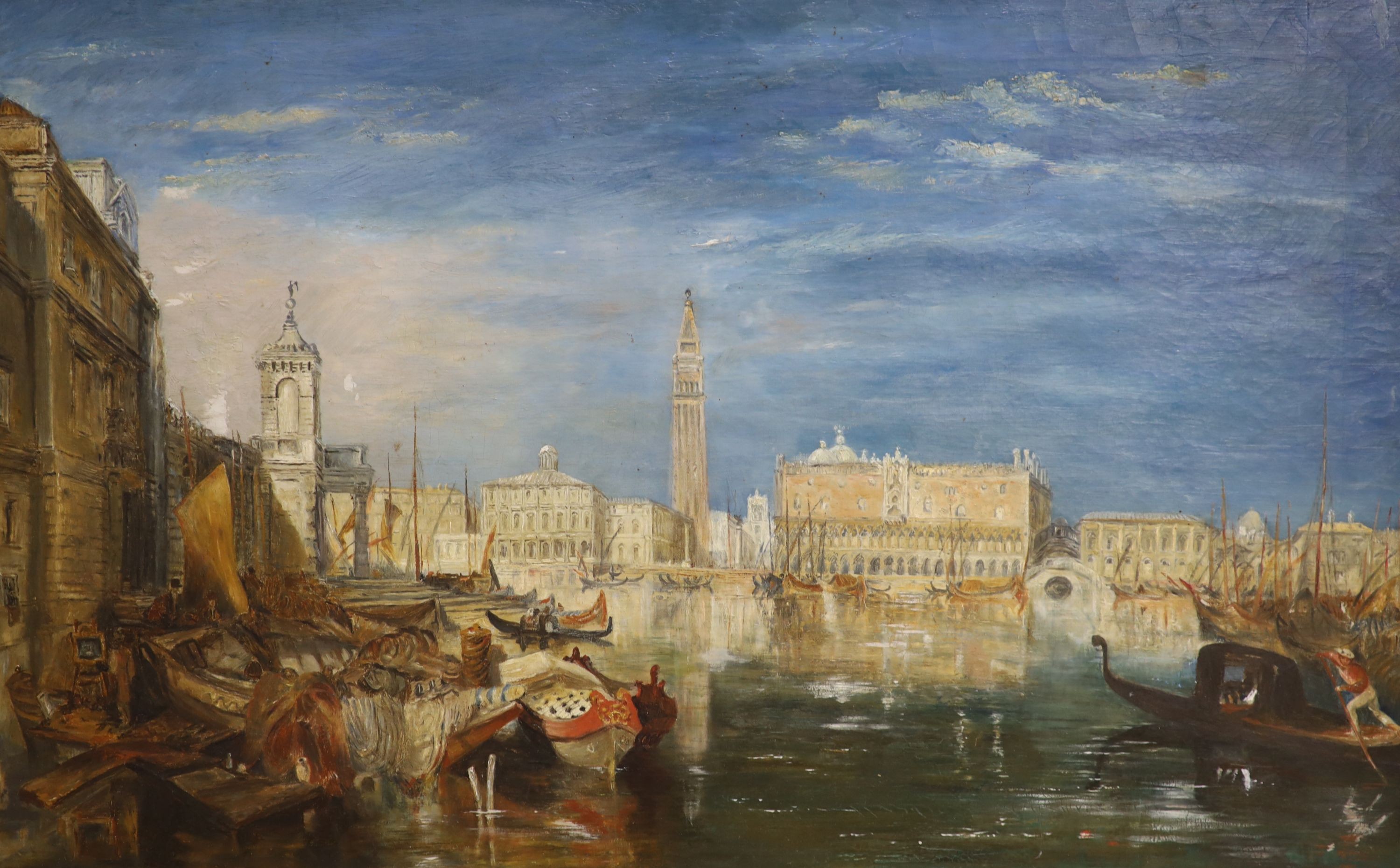 After Turner, oil on canvas, Bridge of Sighs, ducal palace and customhouse, Venice, 50 x 80cm